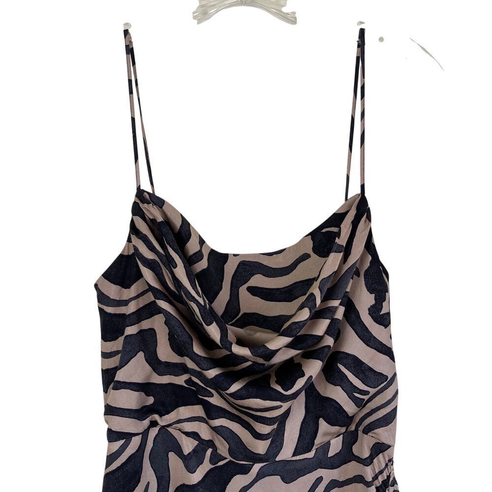 By Anthropologie Sz 10 Sleeveless Draped-Back Asymmetric Slip Midi Dress Zebra - Picture 5 of 16